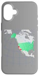 Coque pour iPhone 16 Plus Carte des États-Unis et de l'Amérique du Nord. Rouge surligné Californie