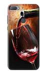 Red Wine Bottle And Glass Case Cover For HTC Desire 12+, HTC Desire 12 Plus