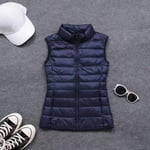 WEIYYY Printemps Automne Femmes 90%   vers Le Bas Gilet Gilet Doux Chaud Mince Ultra léger Gilet Veste Femme Gilet Portable Manteau, Bleu Marine, XXL