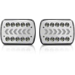 Lot de 2 phares led pour voiture de 7 pouces avec feux de route/croisement blancs et flèche ambre, clignotant séquentiel dynamique de remplacement