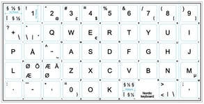 Klistermärken för utländska tangentbord, Nordisk (SE/DK/FI/NO)