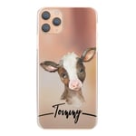 Personalised Case For Apple iPod touch (7th Gen), Initials/Name on Brown & White Calf Cow Print Hard Cover