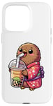 iPhone 15 Pro Max Kiwi Bird Drinking Bubble Tea Japanese Kimono Case