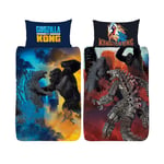 Godzilla Vs Kong Single Bedding Set Two-sided Duvet Cover Cityscape Battle