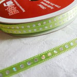 Creativ Sidenband med Rhinestones - Limegrön B: 5 mm