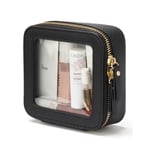 Mini Clear Black Makeup Bag - Söt fyrkantig sminkväska med dragkedja