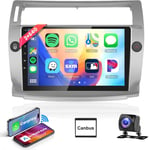 Autoradio Carplay Pour Citroen C4 2004-2009/C-Quatre 2008-2011(Manual A/C),Autoradio 9"" A Ecran Tactile 2+64G Avec Carplay Sans Fil Android Auto,Bluetooth/Gps/Wifi/Fm/Swc/Hifi+Camera Arriere