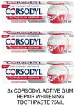 CORSODYL ACTIVE GUM REPAIR WHITENING TOOTHPASTE 75ML x3 Pack