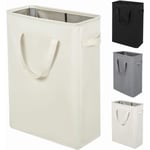 Ultratunn tvättkorg med handtag, hopfällbar korg för smutsiga kläder, smal påse, hopfällbar trasa, 45 l (53,34 cm, beige)