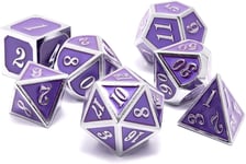 Jeu De Dés Polyédriques En Métal-Pour Jeu De Rôle Donjons Et Dragons,Jeu De Table,Warhammer,Pathfinder,Shadowrun Rpg,Mtg-D20 D12 D10 D8 D6 D4 (Violet Argenté).[Y1041]