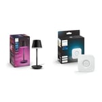 Philips White and Color Ambiance, lampe à poser portable Hue Go Portable, compatible Bluetooth & Bridge 2.0 : Hub Central de Contrôle d'Éclairage Intelligent, fonctionne avec Alexa