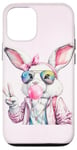 Coque pour iPhone 12/12 Pro Lunettes de soleil aviateur lapin de Pâques mignon Bubblegum Peace Sign