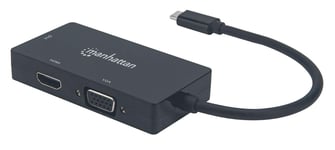 MANHATTAN USB-C 3.1 to HDMI / DVI /VGA M/F adapter converter 4K 1080p black