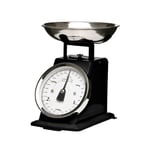 Premier Housewares Retro Style Kitchen Scale with Stainless Steel Bowl, 3 kg - Matt Black, H16 x W17 x D14cm