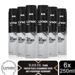 Lynx XXL Black 72H Sweat Protection Anti-Perspirant Deodorant, 6x250ml