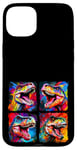 Coque pour iPhone 15 Plus Dinosaure T Rex Pop Art Dessin Coloré Peinture