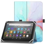 HoYiXi Étui Universel pour 7-8 Pouces Tablette Fire HD 8/HD 8 Plus avec Bande de Fixation en Silicone Réglable Support Folio et Dragonne pour 7"-8" Samsung Android Tablette-Dblue