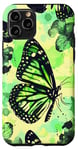 Coque pour iPhone 11 Pro Green Pop Art Floral Esthétique Y2k Ailes de fée Papillon Alt