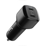 Spigen USB C Car Charger 65W Dual Port Fast Charge PD 3.0 Charging 45W + 20W Car Adapter for iPhone 15 14 13 12 Pro Max Plus Mini Macbook Air iPad Pro Samsung Galaxy S24 S23 S22 Ultra Plus Steam Deck