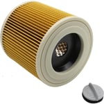 Filtre à cartouche avec support en acier compatible avec Karcher wd Series WD2 WD3 WD3P A2004 MV2 MV3 64145520