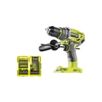 Pack Ryobi Perceuse-visseuse à percussion R18PD7-0 Brushless One+ sans batterie ni chargeur - 38 accessoires perçage-vissage-boulonnage RAK38DSDI2