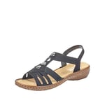 Rieker Femme Sandales 62831, Dame Sandale à lanières,Sandales à lanières,Chaussures d'été,Sandales d'été,Confortable,Plat,Schwarz,36 EU / 3,5 UK