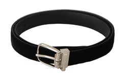 DOLCE & GABBANA Belt Black Casual Velvet Silver Tone Metal Buckle s. 90cm/ 3