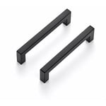 Lot de 10 poignées de meubles noires 128 mm pour armoires de cuisine, poignées de placard, poignées de tiroir en acier inoxydable, poignées de porte