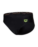 Arena Boy's Swim Briefs Graphic, Black-Soft Green, 6-7 Years