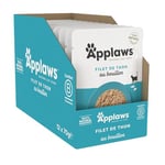 Applaws Nourriture Humide 100% Naturelle pour Chat, Filet de Thon en Bouillon - Pack de 12 Poches de 70g