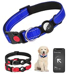 Airtag Dog Collar, Reflective Dog Collar with Apple Airtag Holder, Adjustable Dog Collar Tracker with Heavy Duty Metal D-Ring, GPS Pet Collar with Detachable Safety Buckle for Small Medium Large Dogs