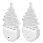 RGB Night Lights Plug Into Wall Dusk To Dawn Sensor 2pcs Xmas Tree LED Night