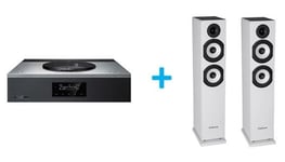 Amplificateur Hi-Fi Technics SA-C600EG-S Argent + une paire d'enceintes colonne Cabasse Jersey MT32/2 Edition spéciale Blanc mat