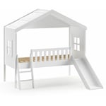 Lit Cabane & Toboggan Enfant 'Housebed' 90x200cm Blanc