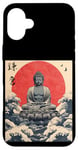 Coque pour iPhone 16 Plus Kamakura Grande statue de Bouddha vintage japonais Art sur bois