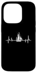 Coque pour iPhone 14 Pro T-shirt humoristique motif battement de cœur avec inscription « I Love Sailing »