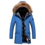 Doudoune Homme De Marque À Capuche Fourrure Synthétique Manteau Homme Vêtement Masculin Épaississant Parka Mi-Longue -Zs307024