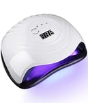 Birshe 168W Lampe UV Sèche Ongles, Lampes à Ongles Professionnel,Séchage Rapide 4 Minuterie de 10s/30s/60s/99s,36 LEDs, Grand LCD Ecran Base Démontable (Classic-White)