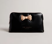 TED BAKER ❤️ Black Shiny Bow Large Washbag 'ABBIE' : 8.5 x 15.5 x 27cm ❤️ BNWT