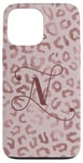 Coque pour iPhone 13 Pro Max Letter N Initial Leopard Rose Pink Cheetah Monogram