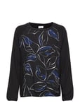 Gerry Weber T-Shirt Long-Sleeve Blus Långärmad Svart [Color: BLACK/ BLUE/ WHITE PRINT ][Sex: Women ][Sizes: 36 ]