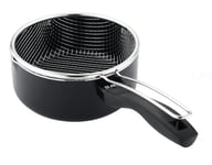 VIER - Casserole friteuse à induction en aluminium antiadhésif Ø 18 cm, cap. 2,15 litres (72,8 oz), base induction adaptée à toutes sortes de cuisines, poignée ergonomique isolante, bec verseur.