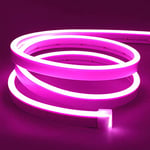 Lamomo Neon Ruban Led 5m, 12V Rose Bande Led, Flexible Étanche Découpable Silicone Bandeau Lumineuse Led pour Intérieur Décoration, Chambre, DIY Sign (Adaptateur électrique non inclus)