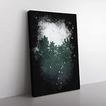 Big Box Art Snowing Upon The Trees Paint Splash Canvas Wall Art Print Ready to Hang Picture, 76 x 50 cm (30 x 20 Inch), Black, White, Olive, Green, Grey, Greige