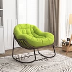 Fauteuil à bascule en rotin, rocking chair inclinable avec coussin rembourré pour porche, salon, Patio, jardin, 105x90x80cm, vert