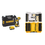 DEWALT Perceuse Visseuse à Percussion Compact Brushless XR 18V Li-Ion 5Ah - 420W - avec Coffret TSTAK, 2 Batteries/Chargeur, DCD796P2-QW + Coffret Embouts de Vissage TOUGHCASE 37 Pièces, DT70731T-QZ