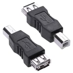 Herfair USB A to B Printer Adapter, USB 2.0 A Female to USB B Printer Male Converter for Printer, Scanner, Fax Machine, More (USB A Female to B Male, 2Pack)