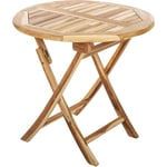 Primematik - Table de jardin pliante ronde 80 cm en bois de teck certifié