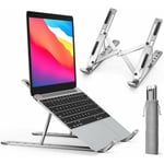 Laptopstativ, hopfällbart laptopstativ för att höja 6 justerbara vinklar, halkfritt ventilerat aluminiumstativ kompatibelt med bärbar dator, surfplatta – Longziming Silver