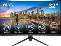 XP32 Moniteur incurvé WQHD 80 cm (32"") (2560 x 1440 Pixels, 165 Hz, Temps de réponse 1 ms, Compatible AMD FreeSync, NVIDIA G-Sync, réduction de la lumière Bleue, HDMI, DisplayPort), Noir